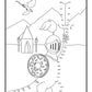 This is a children's connect-the-dots activity page featuring a fantastical scene. A friendly-looking dinosaur dressed as a knight, complete with a helmet and shield, stands before a simple castle. The knight holds a sword, poised heroically. The dots, numbered 1 to 40, outline the knight and castle, encouraging number sequencing and motor skills. In the sky, an illustrated dragon flies above mountainous terrain, adding to the medieval fantasy theme of the activity, which also provides space for coloring.