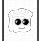 A delightful illustration of a cinnamon roll character with large, sparkling eyes and a cheerful smile. The roll features a swirled icing topping that adds a whimsical touch. The background is decorated with a pattern of variously sized circles, complementing the playful and friendly vibe of the character.