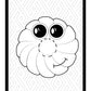 A delightful illustration of a donut character with swirled frosting and a large, cheerful smile. The character features oversized, shiny eyes that give it an endearing and lively expression. The background consists of a geometric maze-like pattern with interlocking shapes, adding an intricate and playful element to the design. The overall vibe is whimsical and fun.
