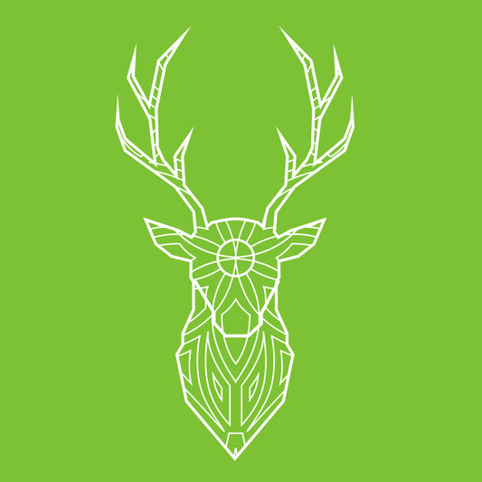 Geometric Deer Head - White Lines