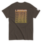 Chocolate brown t-shirt featuring 'LEGEND' in a pixelated font that has a 3D design, against a white background.