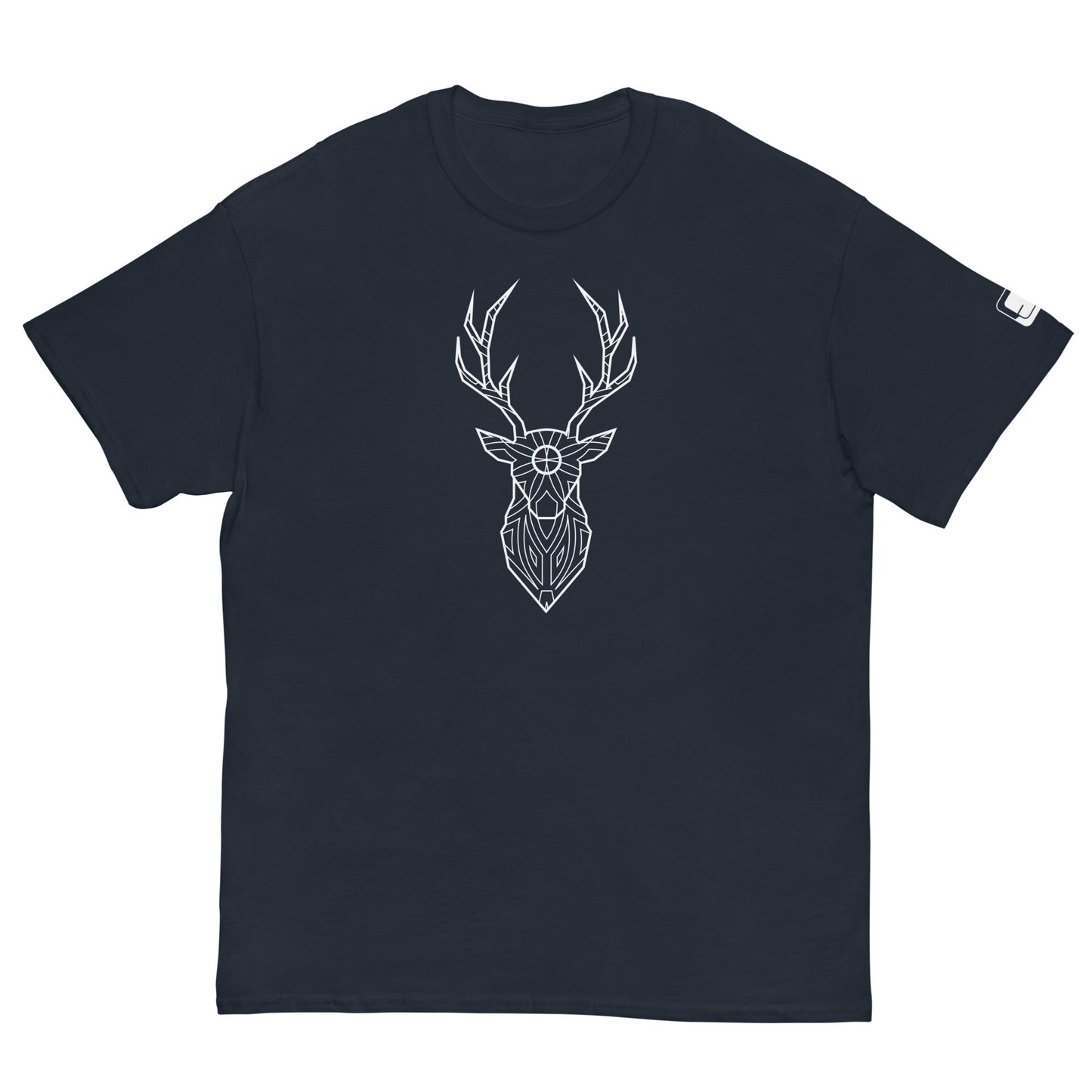 Geometric Deerhead Buck Graphic T-Shirt - White Line Edition